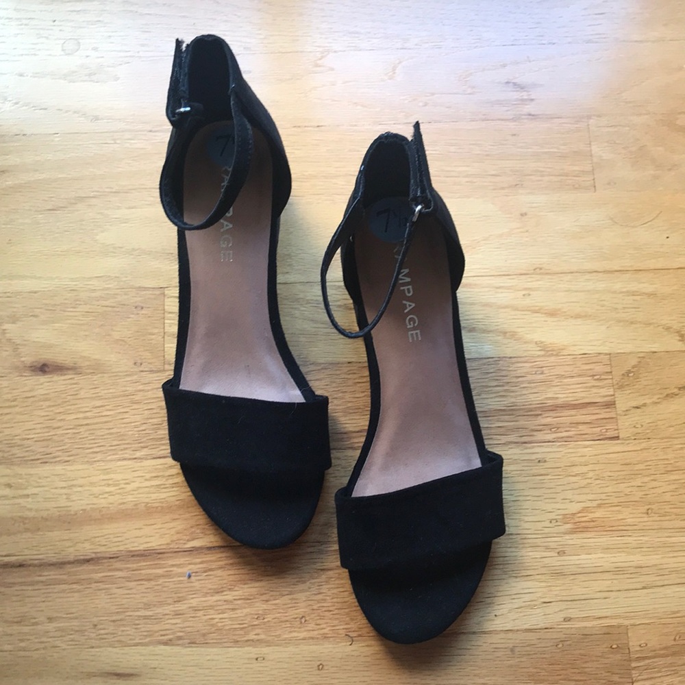 Black suede kitten heels